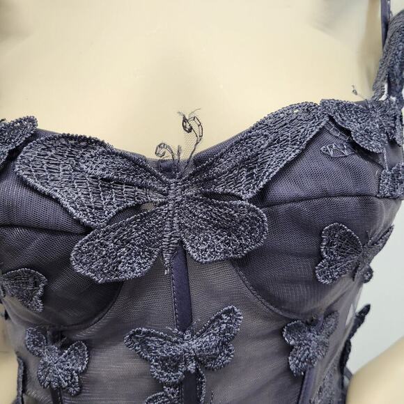 NWT Beautiful Indigo Butterfly Dress Corset Back Formal Prom Wedding Bridesmaid - Picture 7 of 13